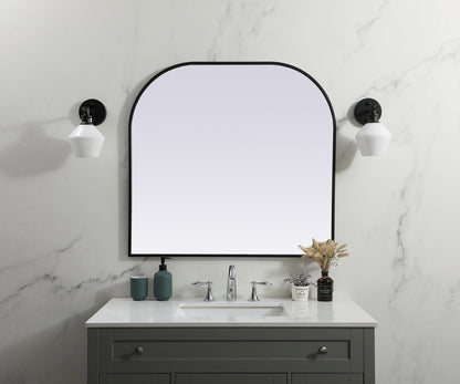 Metal Frame Arch Mirror 36x34 Inch in Black