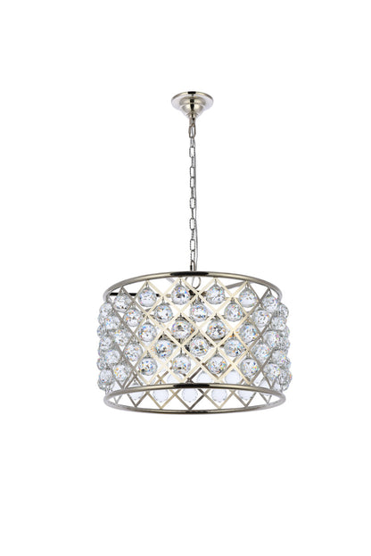Madison 6 light polished nickel Pendant Clear Royal Cut Crystal