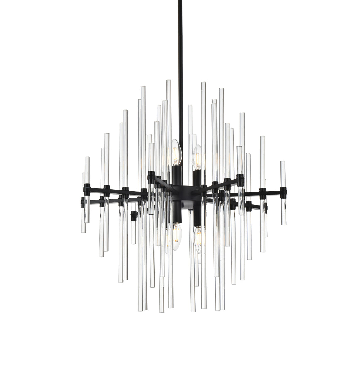 Sienna 23 inch crystal rod pendant in black
