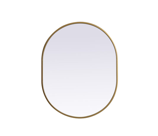 Metal Frame Oval Mirror 24x30 Inch in Brass