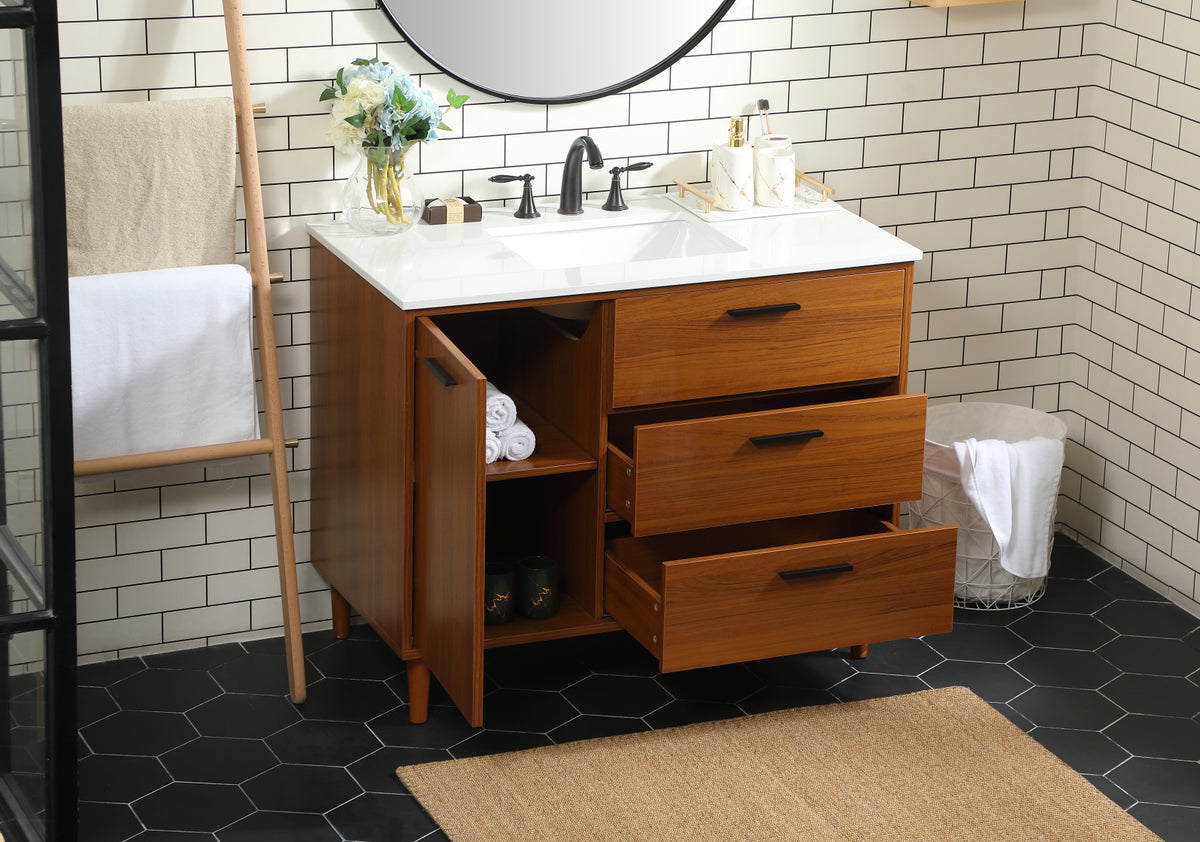 42 inch bathroom vanity in Teak