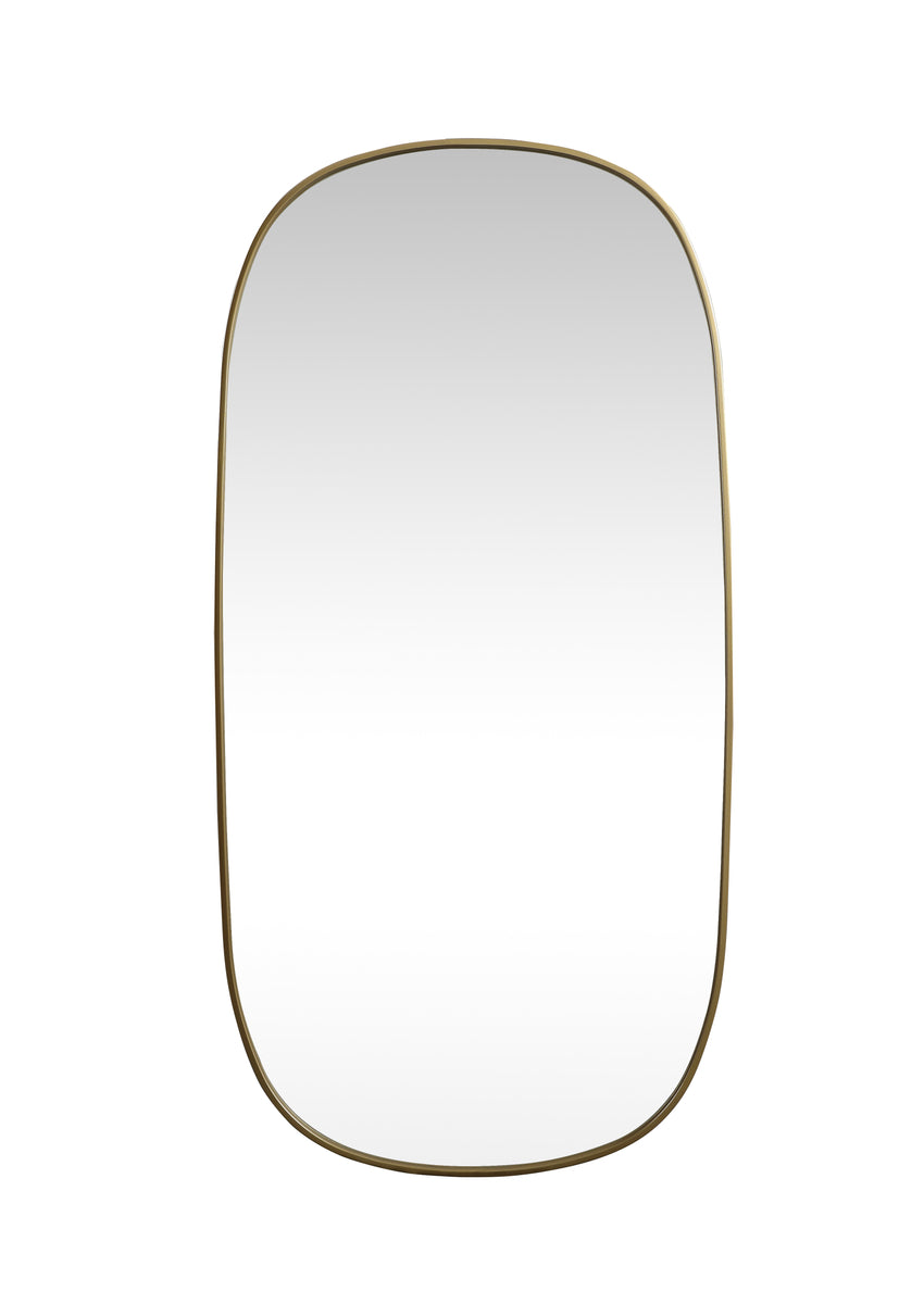 Metal Frame Oval Mirror 30x60 Inch in Brass