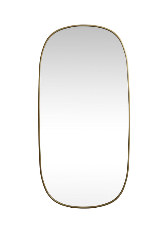 Metal Frame Oval Mirror 30x60 Inch in Brass