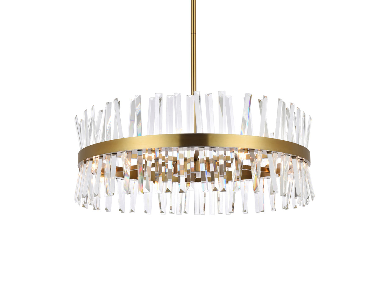 Serephina 32 inch crystal round chandelier light in satin gold