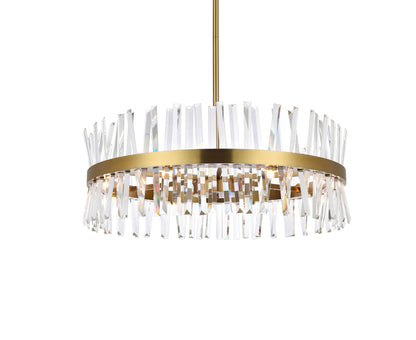 Serephina 32 inch crystal round chandelier light in satin gold