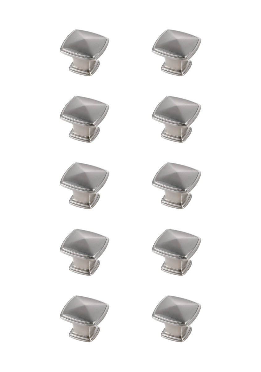 Marcel 1.2" Brushed Nickel Square Knob Multipack (Set of 10)
