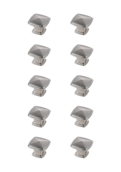 Marcel 1.2" Brushed Nickel Square Knob Multipack (Set of 10)