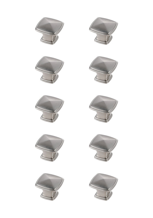 Marcel 1.2" Brushed Nickel Square Knob Multipack (Set of 10)