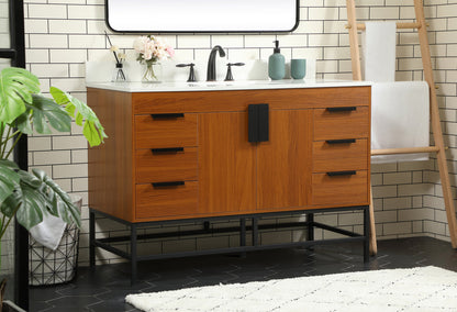 48 inch Single bathroom vanity in teak with backsplash