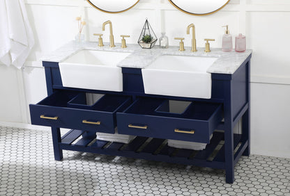 60 inch double bathroom vanity in blue