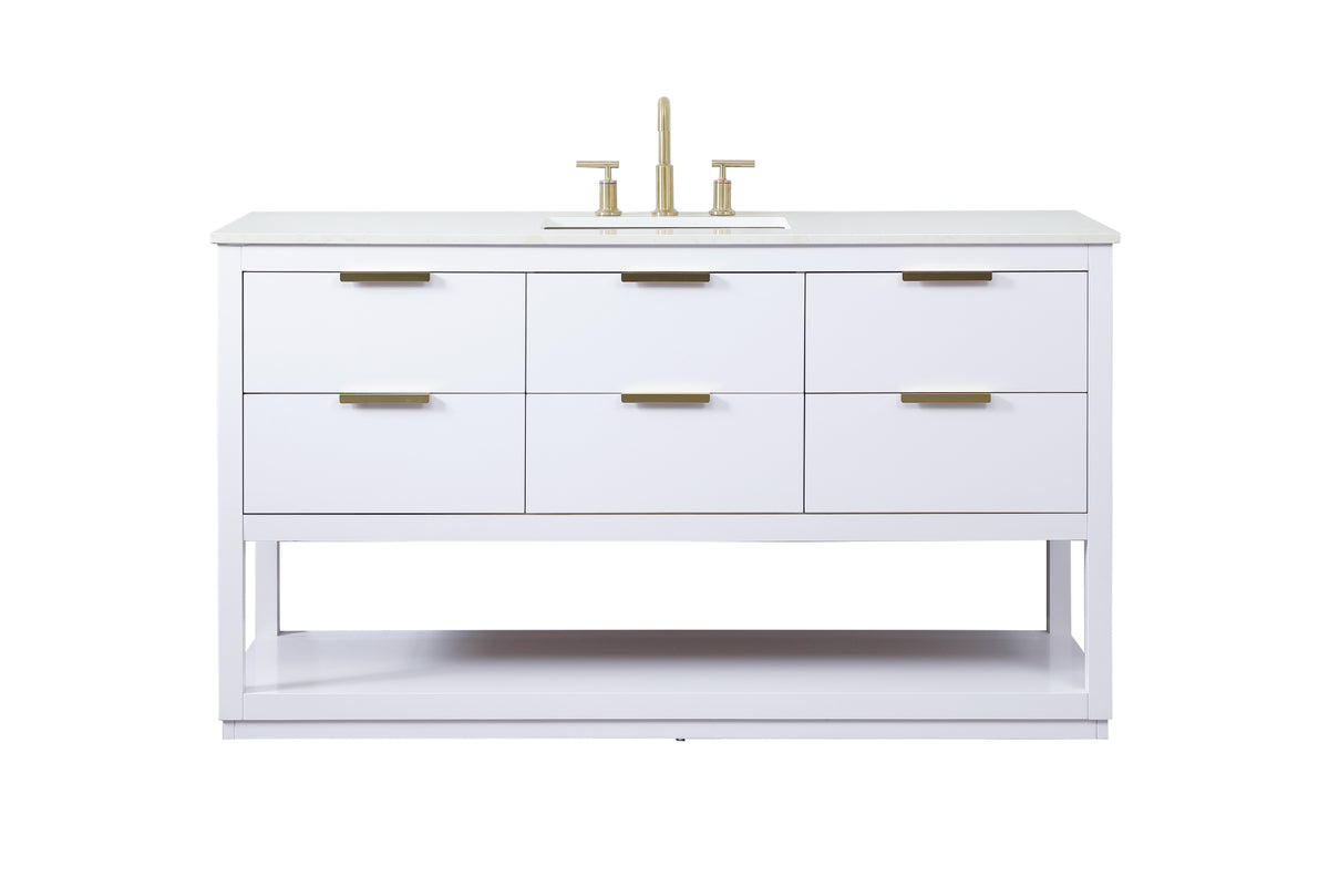 60 inch Single bathroom vanity in white