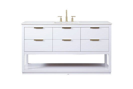 60 inch Single bathroom vanity in white