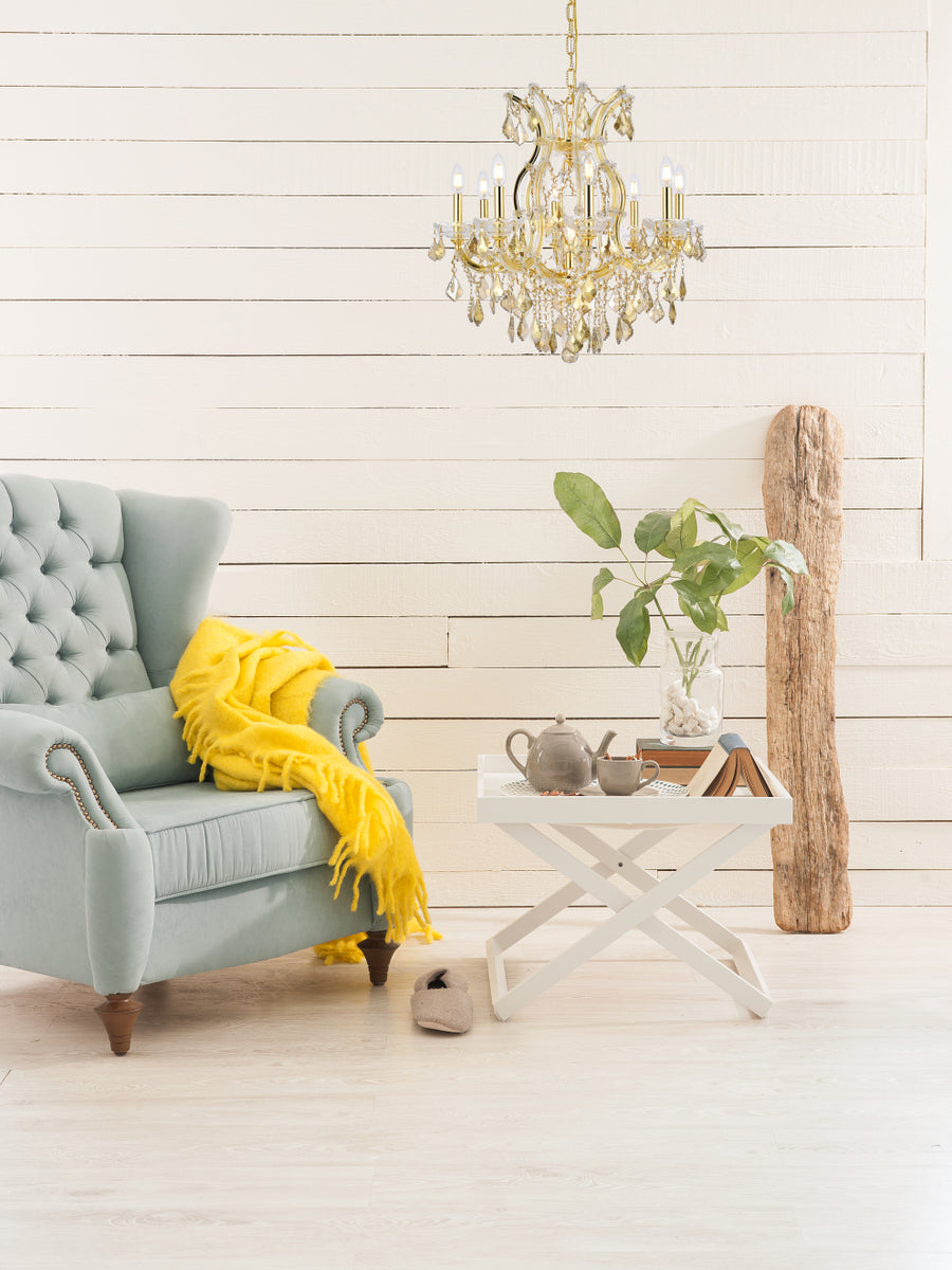 Maria Theresa 9 light Gold Chandelier Golden Teak (Smoky) Royal Cut Crystal