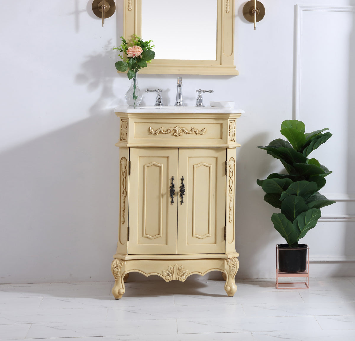 24 in. Single Bathroom Vanity set in light antique beige