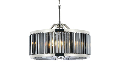 Chelsea 8 light polished nickel Chandelier Silver Shade (Grey) Royal Cut Crystal