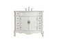 42 inch Single Bathroom vanity in Antique White with ivory white engineered marble