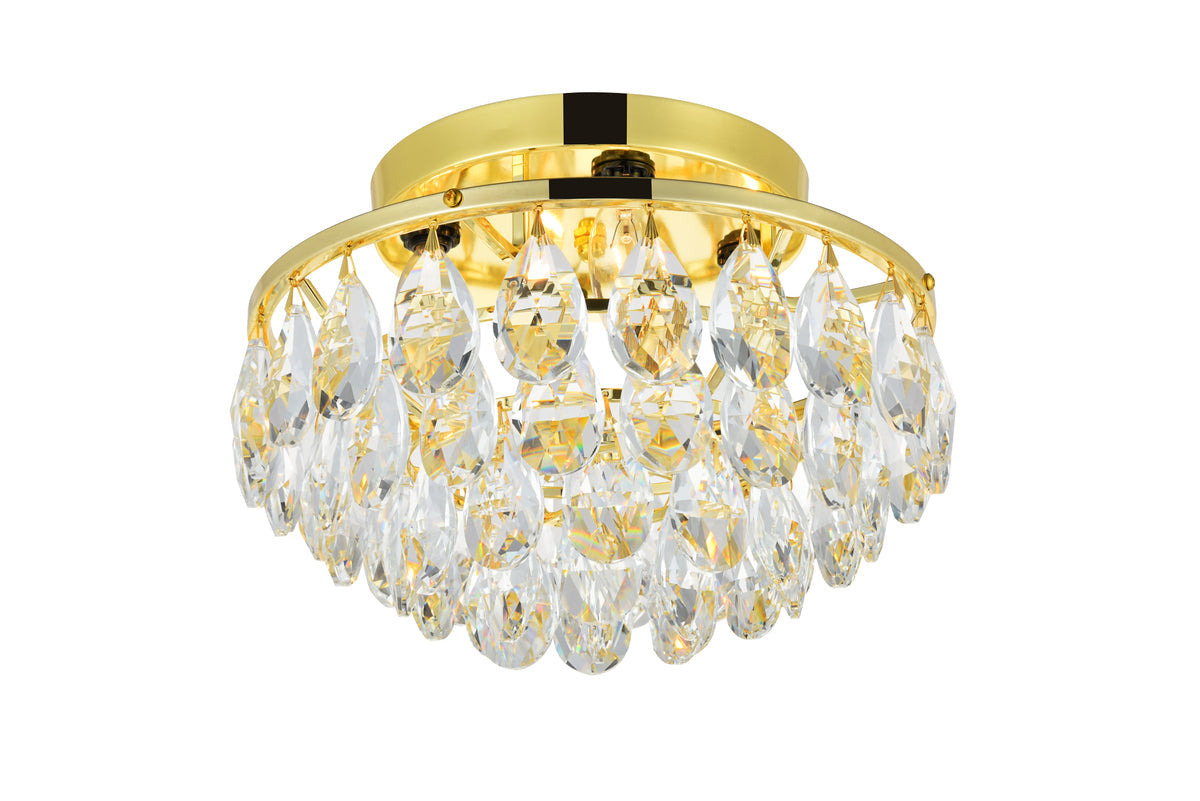 Clara Collection Flush Mount D14in H7in Lt:4 Gold Finish