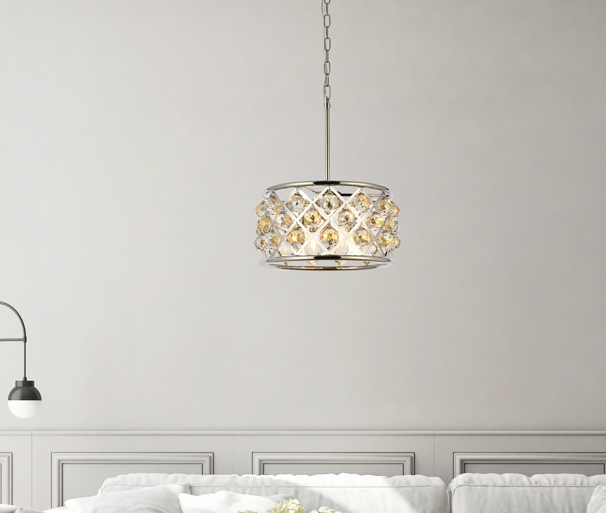 Madison 4 light polished Nickel Pendant Golden Teak (Smoky) Royal Cut Crystal