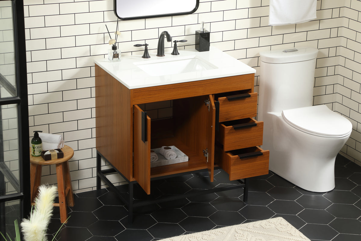 32 inch Single bathroom vanity in teak