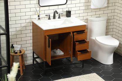 32 inch Single bathroom vanity in teak