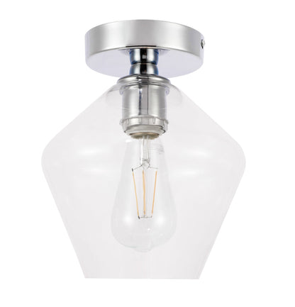 Gene 1 light Chrome and Clear glass Flush mount