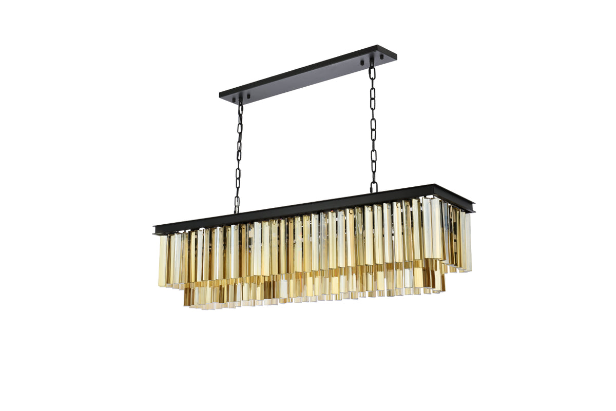 Sydney 12 light Matte Black Chandelier Golden Teak (Smoky) Royal Cut Crystal