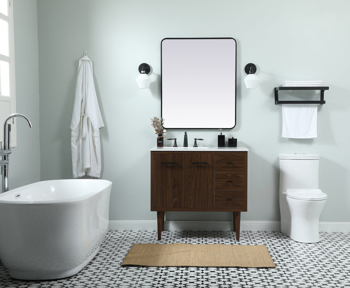 36 inch Single bathroom vanity in walnut