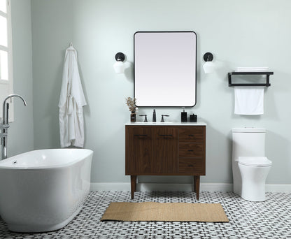 36 inch Single bathroom vanity in walnut