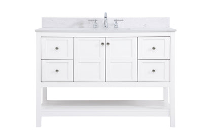 48 inch Single Bathroom Vanity in White with Backsplash