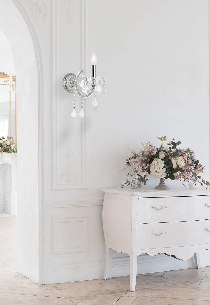 Maria Theresa 1 light Chrome Wall Sconce Clear Royal Cut Crystal