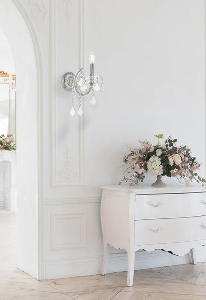 Maria Theresa 1 light Chrome Wall Sconce Clear Royal Cut Crystal