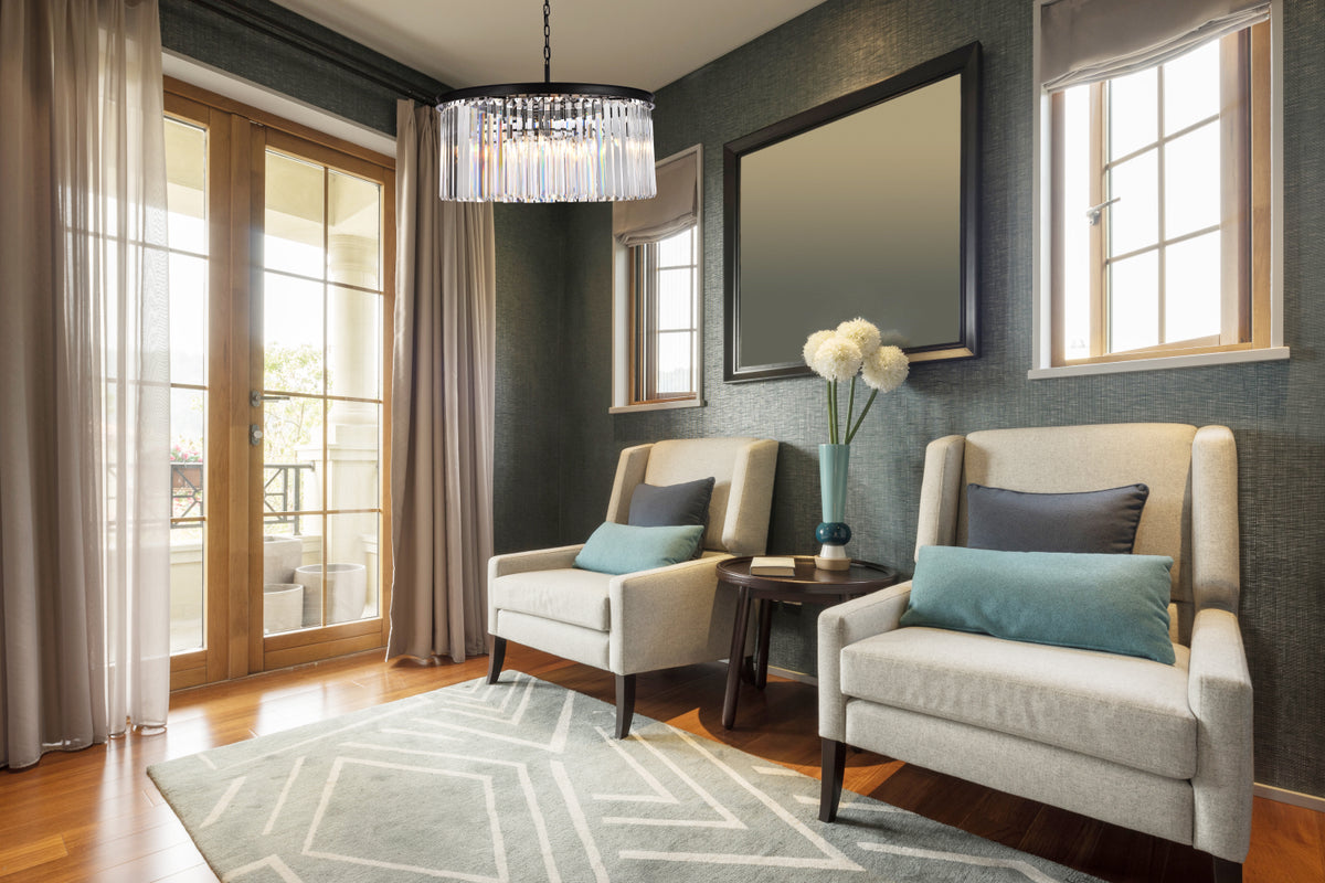 Sydney 8 light Matte Black Chandelier Clear Royal Cut Crystal