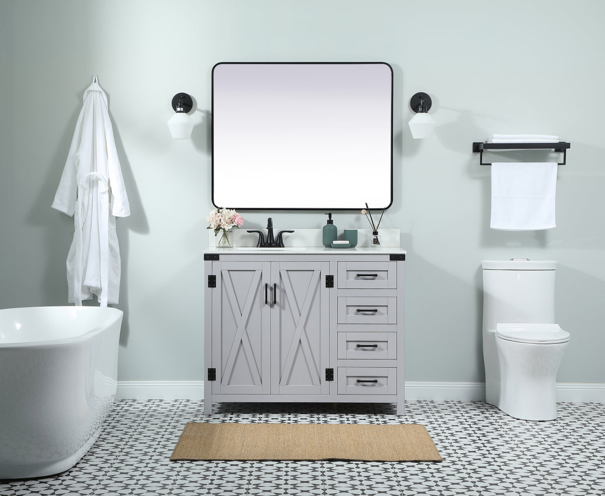 42 inch Single bathroom vanity in grey with backsplash