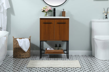 24 inch Single bathroom vanity in teak