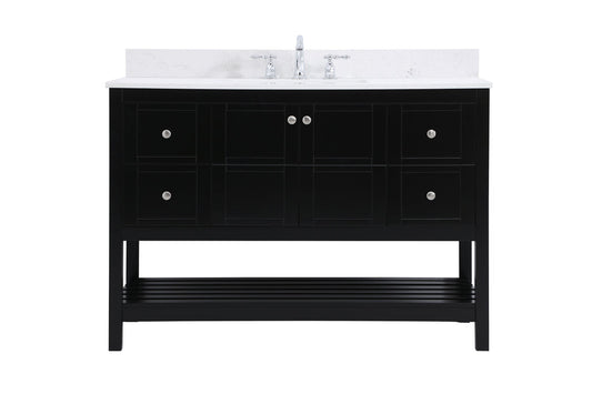 48 inch Single Bathroom Vanity in Black with Backsplash