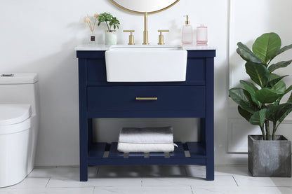 36 inch Single bathroom vanity in blue