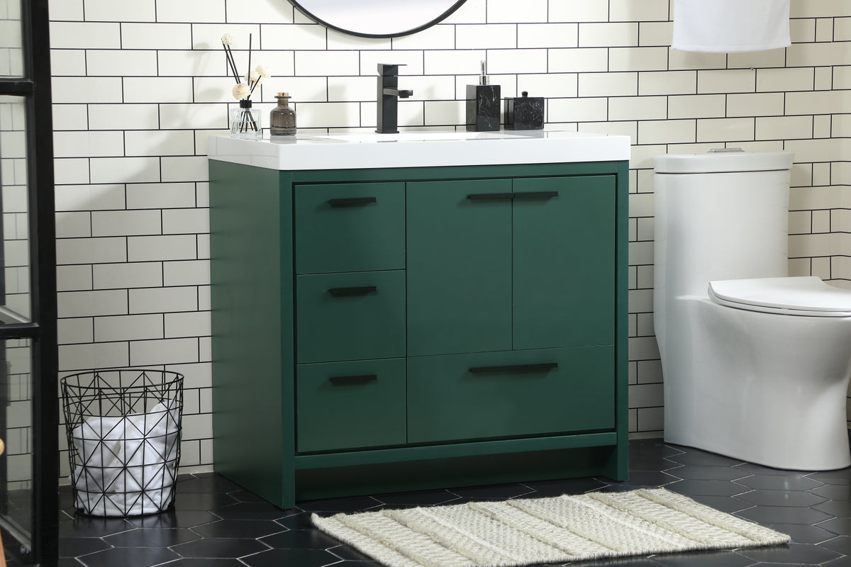 36 inch Single bathroom vanity in Green