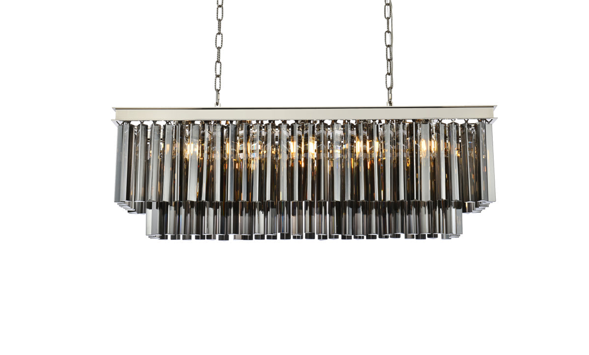 Sydney 12 light polished nickel Chandelier Silver Shade (Grey) Royal Cut Crystal