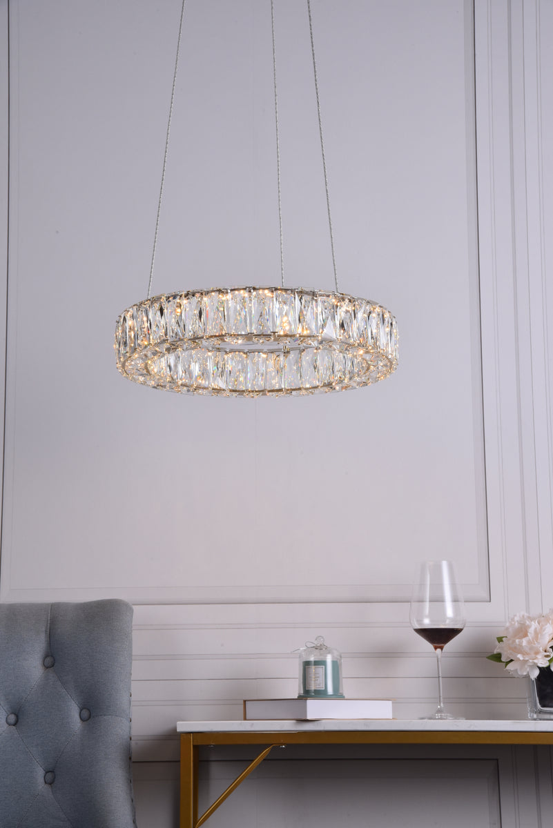 Monroe Integrated LED chip light gold Pendant Clear Royal Cut Crystal