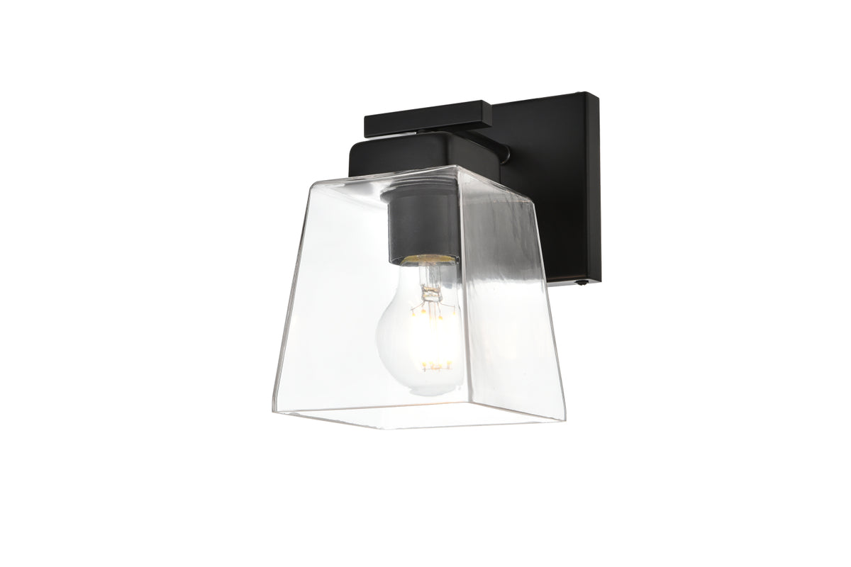 Merrick 1 light Black and Clear Bath Sconce