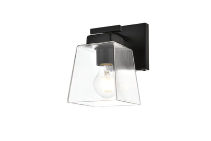 Merrick 1 light Black and Clear Bath Sconce