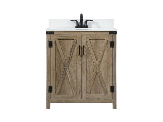30 inch Single bathroom vanity in natural oak with backsplash
