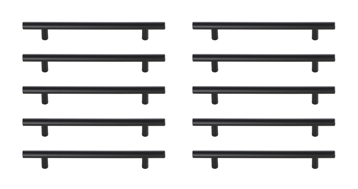 Quinn 6-5/16" Center to Center Matte Black Bar Pull Multipack (set of 10)