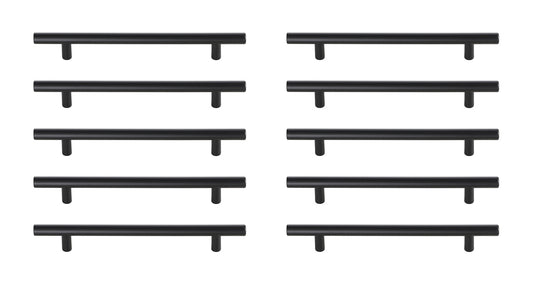 Quinn 6-5/16" Center to Center Matte Black Bar Pull Multipack (set of 10)