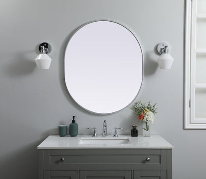 Metal Frame Oval Mirror 30x36 Inch in Silver