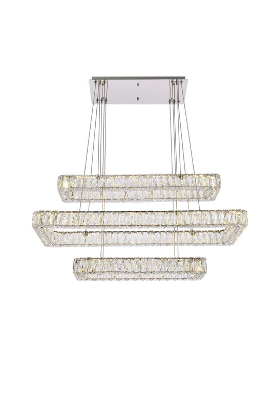 Monroe 42 inch LED triple rectangle pendant in chrome