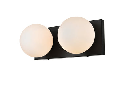 Jaylin 2 light Black and frosted white Bath Sconce