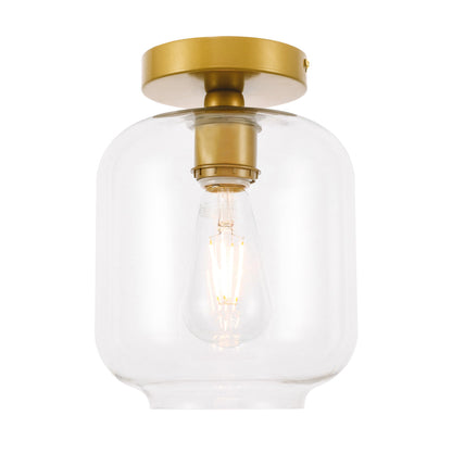 Collier 1 light Brass and Clear glass Flush mount