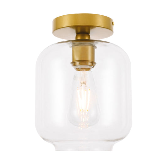 Collier 1 light Brass and Clear glass Flush mount