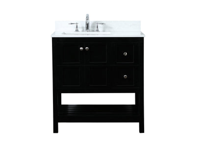32 inch Single bathroom vanity in black with backsplash